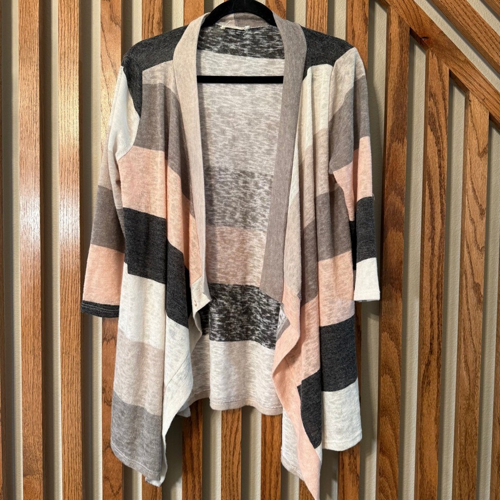 Boho Minimalist Flamingo Urban Waterfall Cardigan M Colorblock Draped USA Made